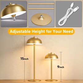 Moragin Orange Table Lamp Set of 2 Rechargeable,Table Lights Battery Operated-IP65 Waterproof-for Outdoor Patio/Restaurants/Home/Dinner/Table Lighting-Touch Control & Dimmable