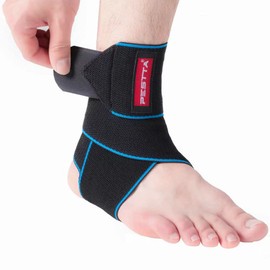 PESTTA Ankle Brace, Adjustable Foot Bandage, Flexible Ankle Brace, Ultra Thin Ankle Brace, Comfortable Ankle Bandage, Right and Left Ankle, Men and Women (Blue, Pack of 1)