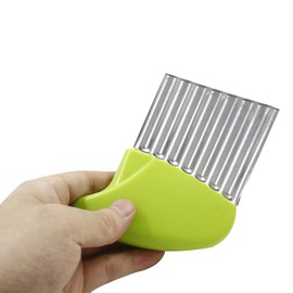 BokWin 5 Pcs Waffle Fry Cutter Crinkle Cutter Knife for kids Stainless Steel Wavy Chopper for Veggie French Potato(5 Colors)