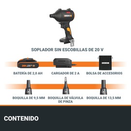 WORX WX099.9 20V Cordless Dust Blower with Brushless Motor, Electric Air Dust Blower for Cleaning, Mattress Inflator, Air Dust Blower - Device Only
