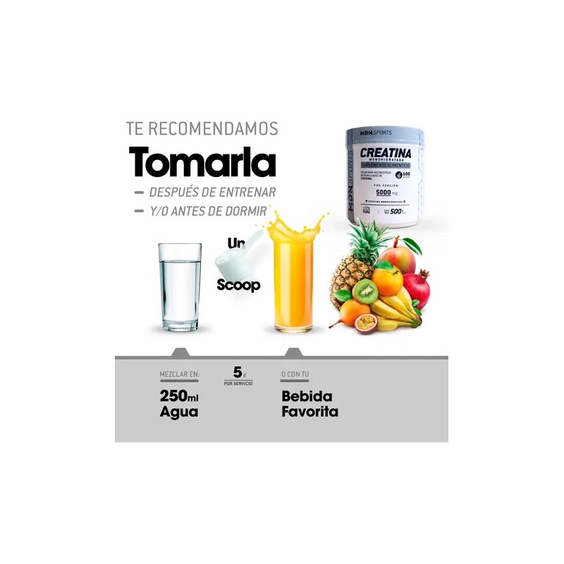 Creatina Monohidratada En Polvo Alta Pureza 500g Mdn Sports
