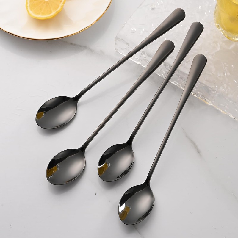 7.5 Inches Black Coffee Stirring Spoons Set,Set Of 8 Stanless