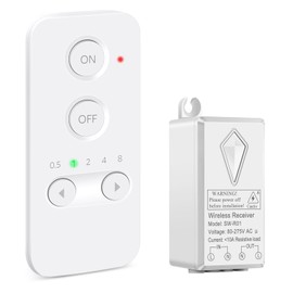 NineLeaf Wireless Remote Control Light Switch, Wireless Light Switch Kit with Timer, Timer Switches for Lights, No Wiring, 10A/1000W, 500Ft RF Range, Remote Control for Ceiling Lights, Fans, Lamps