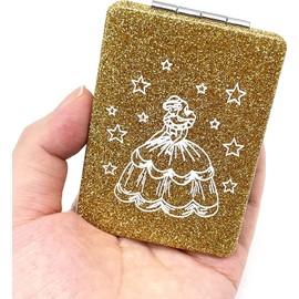 12 Pcs Sweet 15 Quinceanera Bling Compact Mirror Square Leather Makeup Mirror Recuerdos De Bautizo First Communion Mis Quince Años for Party Favors (Sweet 15 Gold)