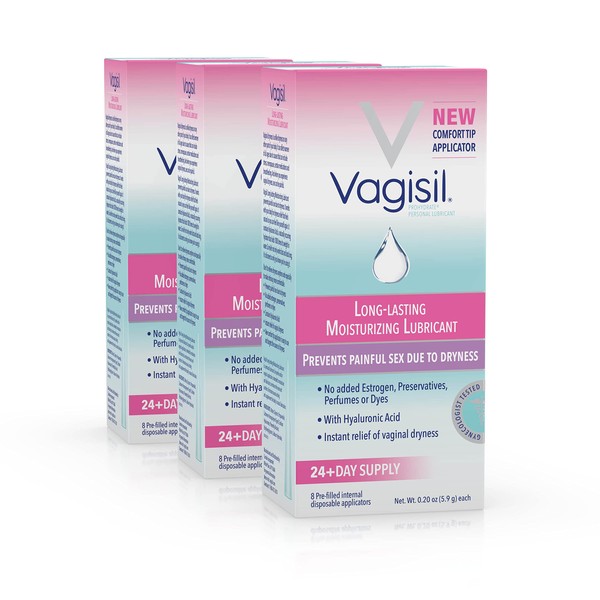 Vagisil Prohydrate Internal Vaginal Moisturizer, Gel & Lubricant for Women, Gynecologist Tested, 8 Count, Pack of 3 (24 Total Applicators)