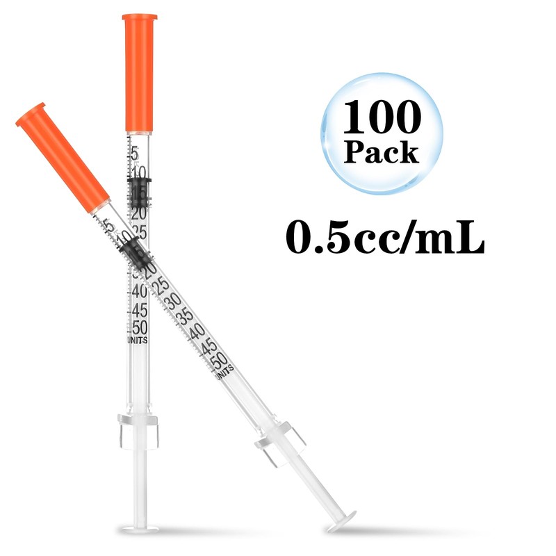 100Pack Lab Dispensing U-100-31 Ga, 0.5cc/mL Jeringas with 1/4" (6mm)