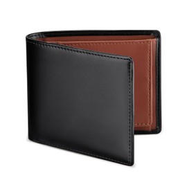 Ziegler Men's Bi-fold Tochigi Leather Genuine Leather Wallet by Top Craftsmen Anti-Theft Bi-fold Wallet Coin Purse Hidden Pocket for Men, 1. Black·Brown