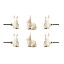 Perilla Home Set of 6 Ceramic Knobs for Cabinet & Drawers Decorative Vintage Knobs for Home Kitchen Cabinet Hardware Cupboard Glass Door Dresser Wardrobe and Drawer Pulls (Rabbit)