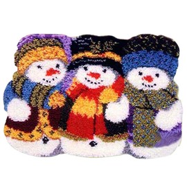 DIY Rug Crochet Yarn Kits,Needlework Latch Hook Kit Unfinished Crocheting Rug Yarn Cushion Embroidery Carpet Set (Snowman,21x15 " (52X38cm)