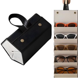 fogman Glasses Case, Sunglasses, Multiple Glasses Stand, Stylish, Gift, 5 Pieces Storage, Black