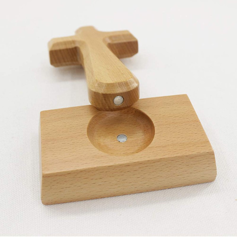 VOSAREA Christian Wooden Cross with Magnetic Base Decorations