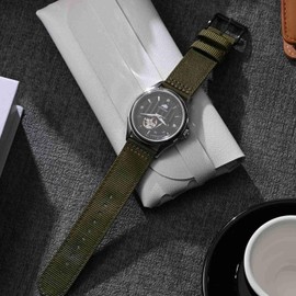 BISONSTRAP Nylon Strap for Men, Two-Piece Military Watch Strap, Quick Release, Brushed Buckle, Strap Width 18 mm, 19 mm, 20 mm, 22 mm, Nylon, No gemstone