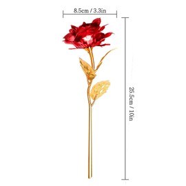 Youngine Creative Mother's Day Gift 24K Gold Foil Rose Flower Full Blossom Presents, Romantic Gift for Her with Box, Handcrafted & Love Last Forever (Golden&Red)