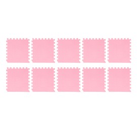 Cotton Linen Interlocking Mat Thicken Soundproofing Cuttable Patchwork Puzzle Foam Floor Mat for Home Bedroom Light Pink