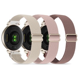 Conidido 3 Pack Nylon Bands Compatible with Garmin Lily 2, 14mm Elastic Nylon Soft Loop Straps Quick Release Replacement Adjustable Wristband for Lily 2 Classic/Active Smart Watch Accessory for Women