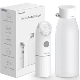 YourMate Electric Portable Bidet for Travel & Daily Hygiene, 2 Modes Spray, High Pressure Handheld, 350ML Tank, IPX7 Waterproof, AAA Battery Operated w/ Bottle Adapter