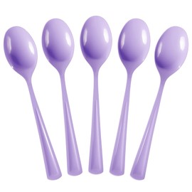 Heavy Duty Lavender Plastic Disposable Cutlery - 50 Pcs, Including Spoons, Forks, and Knives