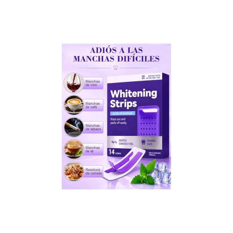Tiras Blanqueadoras Dientes Piezas Whitening Strips Limpia Blanquea Eficazmente Elimina