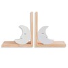 Nacnic Set of 2 Wooden Moon Bookends | Non-Slip Bookends