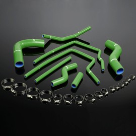 PIT66 Silicone Radiator Hose Kit,Compatible with 1996-2000 Subaru Impreza GC8 GF8 STI EJ20 WRX Green with Clamps