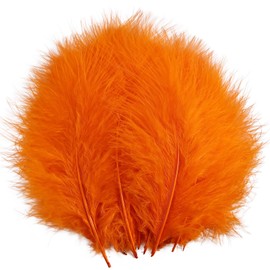 Fluffy Turkey Marabou Feathers 100pcs for Craft Dream Catcher Decoration - 4-7Inches Natural Feathers (Orange)