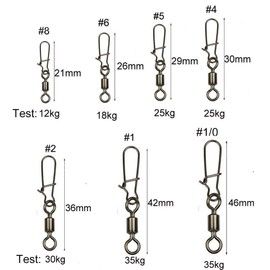 JSHANMEI ® 100pcs/pack Rolling Swivel with Interlock Snap Fishing Line to Hook Tackle Lure Connector (2#)
