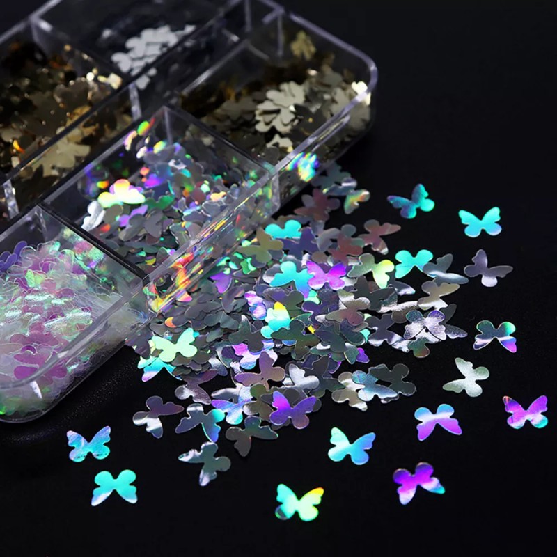 generic 6 Rejillas 3d Para Uñas Con Forma De Mariposa,