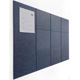 DECORITA Blue Felt Bulletin Board 47"x35" | Large Cork Pin Board Alternative for Office, Home & Classroom | Felt Wall Tiles (12-Pack) | Blue Classroom Decor Office Supplies | Denim Blue