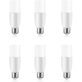 Bombillas tubulares LED de 6 W, equivalente a 60 W, bombilla de bajo consumo de energía, 600 lm, luz diurna E26 6500 K, no regulable, paquete de 6