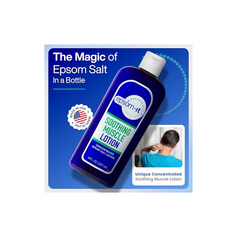 EPSOM-IT Soothing Muscle Epsom Salt Lotion Set, 8 Oz Bottle