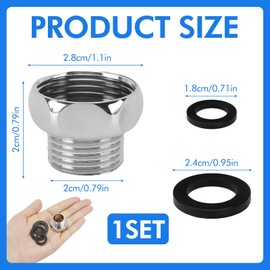 Shower Hose Connector Connection G3/4" Female to G1/2" Male, Rust and Corrosion Resistant Shower Hose Adapter with 3pcs Rubber Rings