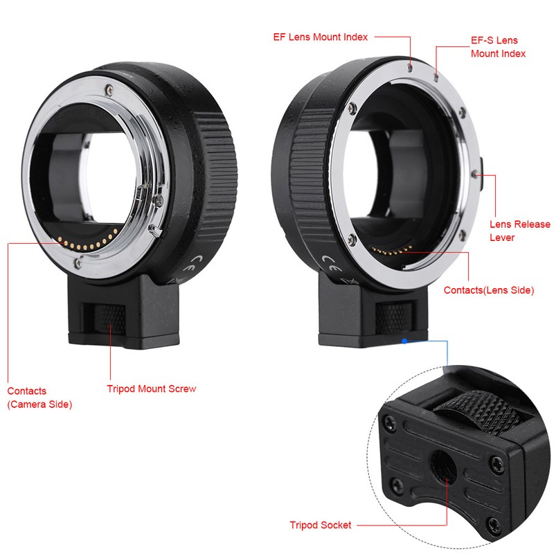 Andoer Auto Focus AF EF-NEXII Adapter Ring for Canon EF