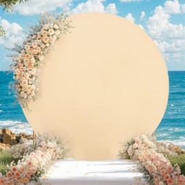 Lidzopas Arch Backdrop Cover Solid Color Round Arch Stand with Zipper Bottom for Birthday Party Ceremony Banquet Decoration Champagne 2M Diameter