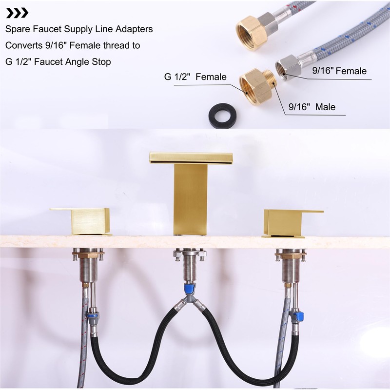 Beiyi Roman Tub Faucet Brushed Gold Deck Mount Waterfall Bathtub
