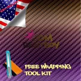 Free Tool Kit Chameleon Purple Gold Carbon Fiber Vinyl Wrap Sticker Decal Film Sheet - 60"X240"