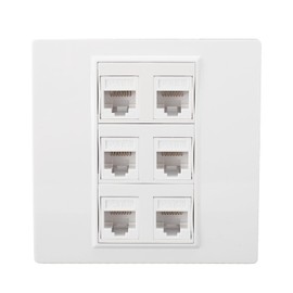 6 Port Ethernet Wall Plate, Removable Female to Female Ethernet Jack Wall Plate, No Wiring Connection for Cat6 6a 5 5e Ethernet Devices, for Work Home