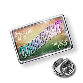 NEONBLOND Pin Greetings from Connecticut, Vintage Postcard