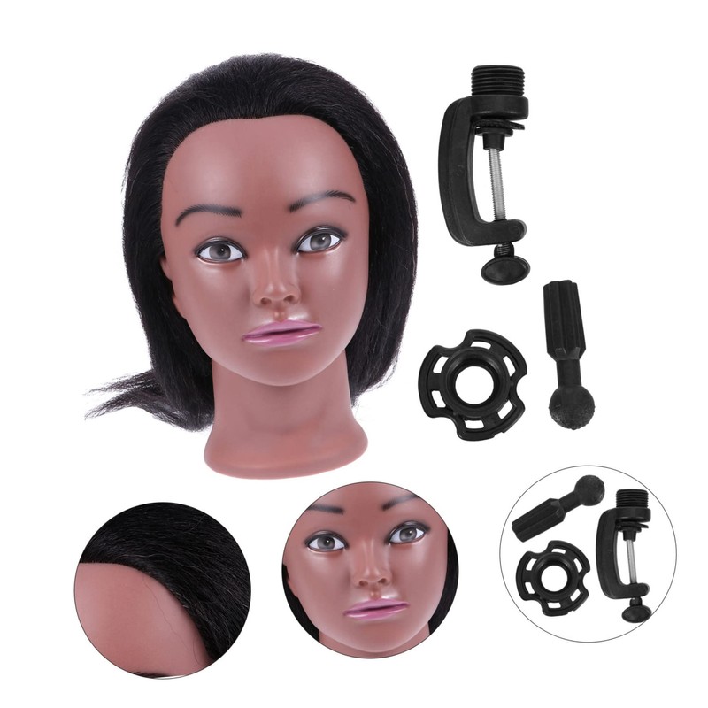 Healvian 1 Set Human Hair Braiding Mannequin Head Hair Cutting