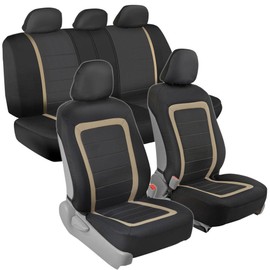 Advanced Performance Car Seat Covers - Instant Install Sideless Fronts + Full Interior Set for Auto (Beige)