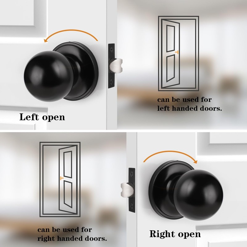 Probrico Round Ball Interior Door Knobs, Passage Door Knobs for