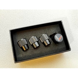 Eurosport Corvette C8 Logo Black Valve Stem Caps - Knurled