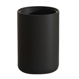 YOJIA 10L/2.6Gallon Garbage Can Without Lid, Metal Double Layer Trash Bin for Office Round Shape Open Top Waste Basket Trash Can for Bathroom,Bedroom, Toilet, Kitchen, (10L Black)