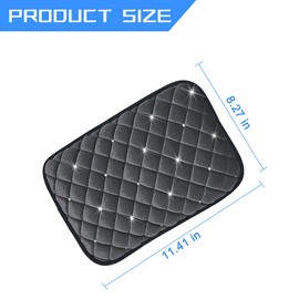 Mandark Bling Car Center Console Cover, Crystal Rhinestone Fluffy Automotive Armrest Seat Box Cushion Pad, Soft Comfortable Diamond Arm Rest Protection Mat, Universal Vehicle Accessories (Gray)