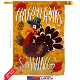 Ornament Collection HP192043-BOAC Happy Thanksgiving Turkey Fall Impressions Decorative Vertical 28" x 40" Double Sided USA - Embroidery House Flags Pack