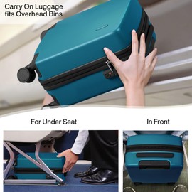 Hanke 16 Inch Underseat Carry On Luggage with Wheels Hard Shell Suitcases Small Tsa Luggage Travel Rolling Luggage（Caribbean Blue）