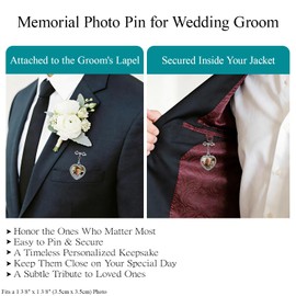 To My Grandson Wedding Day Memorial Photo Lapel Pin for Groom from Deceased Grandma or Grandpa, Boutonniere Photo Pin for Wedding Remembrance Grandma or Grandpa in Heaven