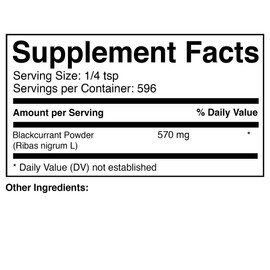 Prescribed For Life Black Currant Fruit Powder, Black Currant Superfood Powder for Smoothies, Rich in Vitamin C and Anthocyanins (340g)