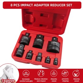 TONYNOL 8 Piece Impact Socket Adapter and Reducer Set,1/4" 3/8" 1/2" 3/4" 1"Drive Socket Adapter Set,Cr-Mo Steel,With a Storage Case.