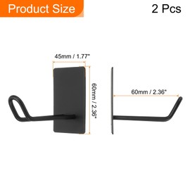 HARFINGTON 2pcs Self Adhesive Wall Hooks Large Waterproof Stainless Steel Sticky Towel Closet Hooks Adhesive Wall Mount Hangers Without Drill for Bathroom Kitchen Washroom Doorway, Black