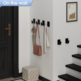 Wall Hooks for Hanging Adhesive Hat Hooks for Walls No Damage Towel Hooks for Bathrooms Coat Rack Wall Mount Black